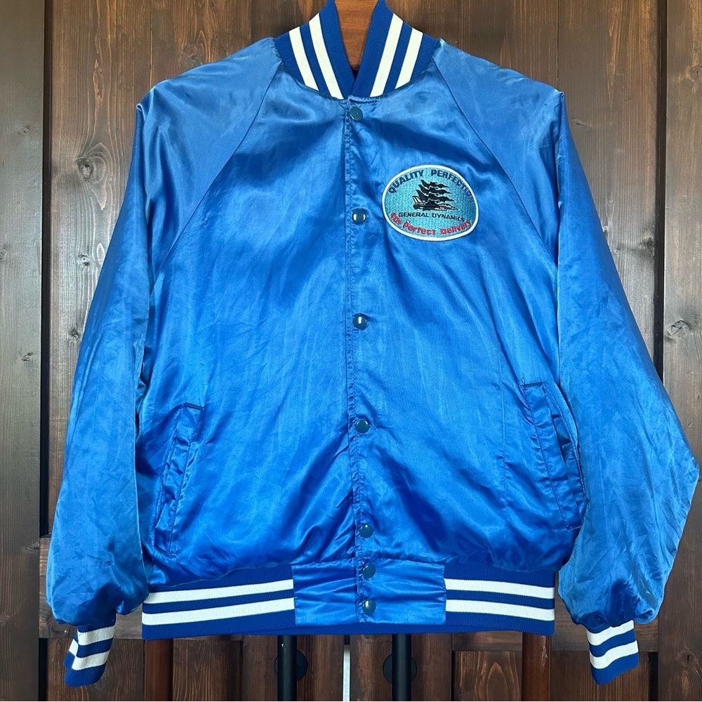 Vintage General Dynamics Bomber Satin Jacket Size Large